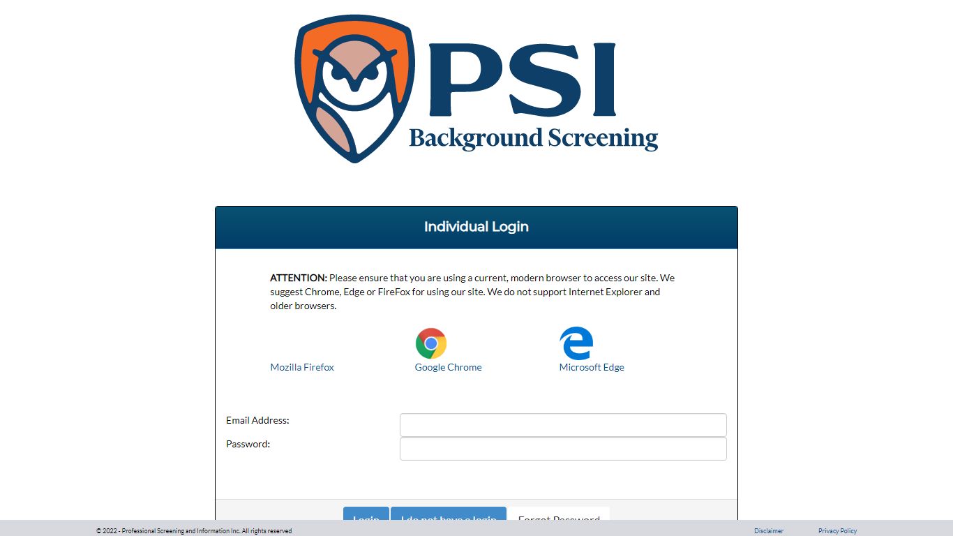 PSI | Individual Login